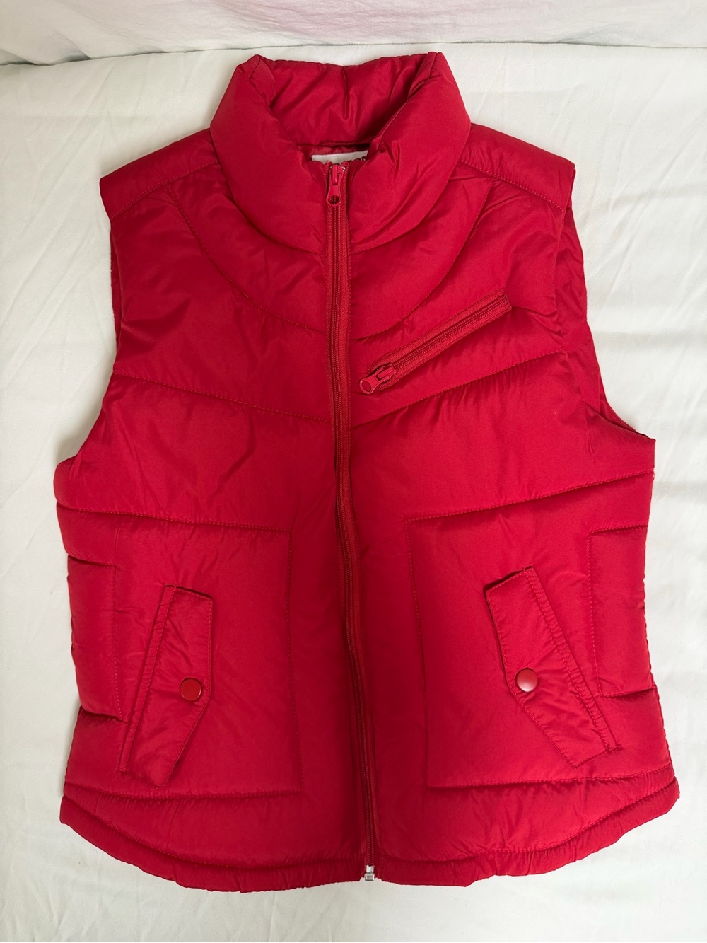 Arizona Jean Co Girls Small Red Puffer Vest Used Excellent Condition Zip Up/Snap